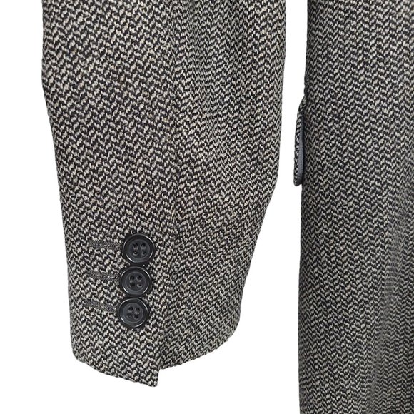 ERMENEGILDO ZEGNA Blazer Jacket EU 52R Black Gray Wool Herringbone 2-Button Soft - Picture 10 of 14